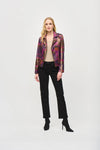 Joseph Ribkoff Foiled Print Faux Suede Jacket