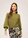 Fifteen Twenty - Shirred Sleeve Sweater - Olive