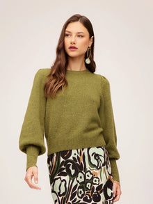  Fifteen Twenty - Shirred Sleeve Sweater - Olive