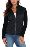 Liverpool LA- Quilted Front Hooded Zip Sweater