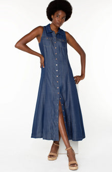  Liverpool LA - Button Down Denim Maxi