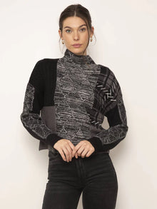  Central Park West - Mixed Mock Neck Sweater